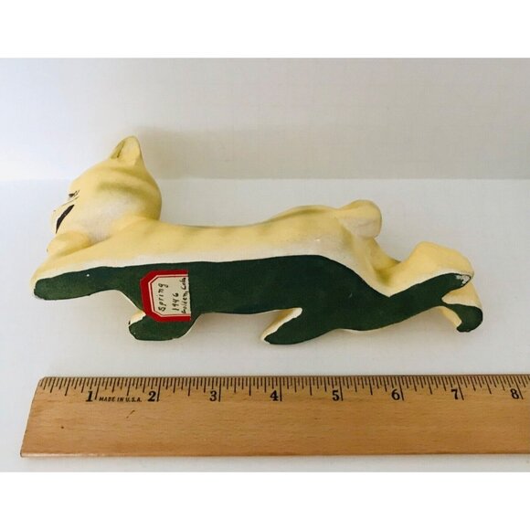 1946 Happy Cat Lying Down Lounging Anthropomorphic Resting Smiling 7.5" Yellow - Picture 8 of 12